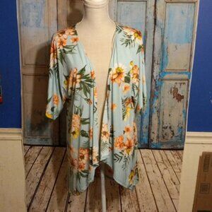 Papermoon floral open front short sleeve cardigan size small
